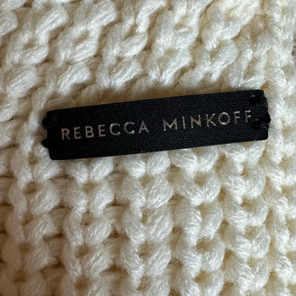 Rebecca Minkoff Traveling Rib Knit Scarf Ivory Acrylic Winter One Size 78 x 9.5 - Picture 4 of 5